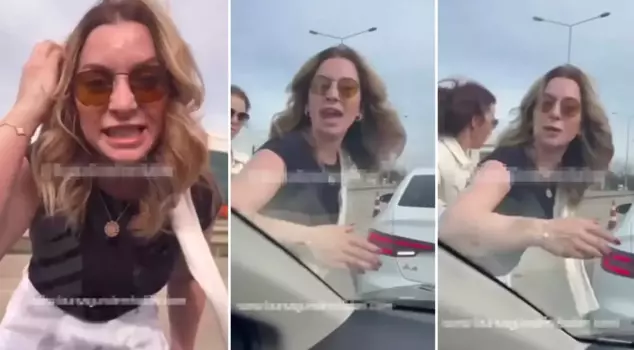 In the traffic dispute, insults were flying! No one could calm the young woman down.