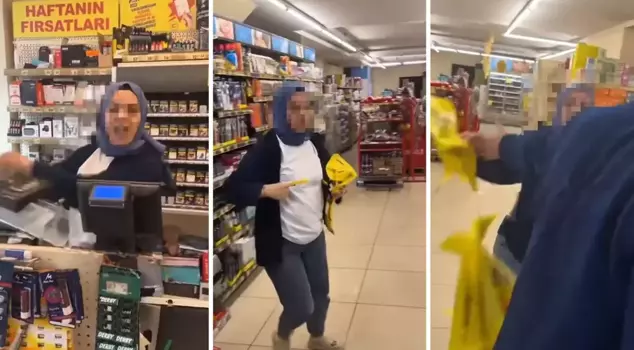 The female supermarket employee attacked the male customer.