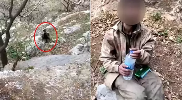 Images of a member of the terrorist organization PKK/YPG surrendering have emerged.