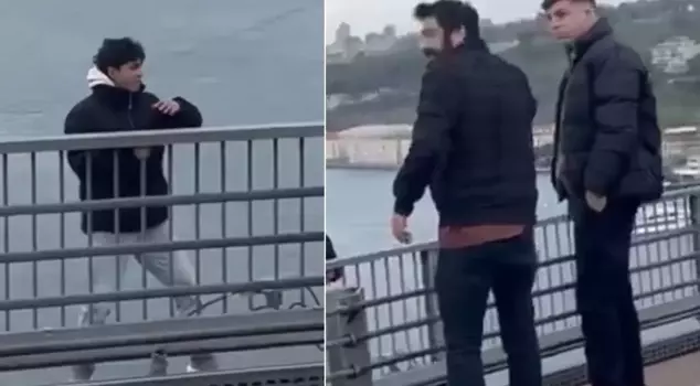 The young man who attempted suicide on the bridge was persuaded by the Interview Man.