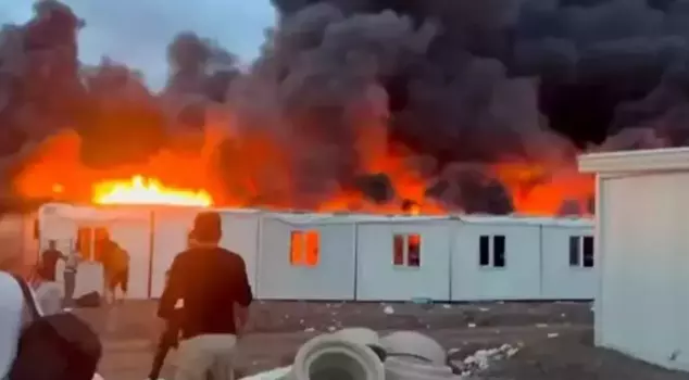 A fire broke out in worker containers in Siverek.