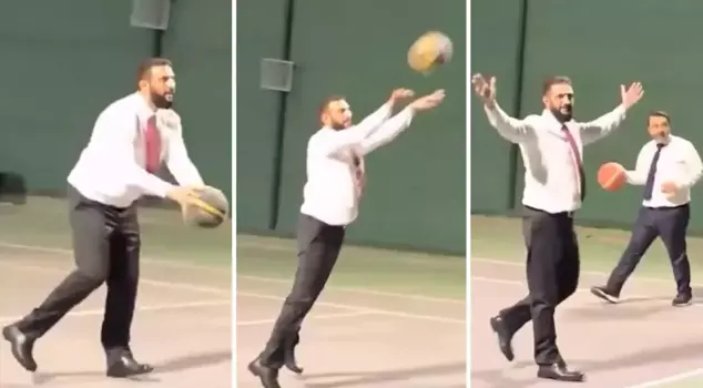 The President of Syria, Ahmed Shara, played basketball with the Minister of Foreign Affairs.