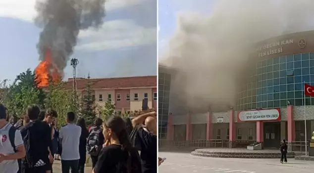 The roof of the science high school is engulfed in flames! Students have been evacuated.