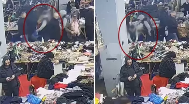 The moments when the suspects took a knife from the market stall in the Minguzzi murder case are captured on camera.