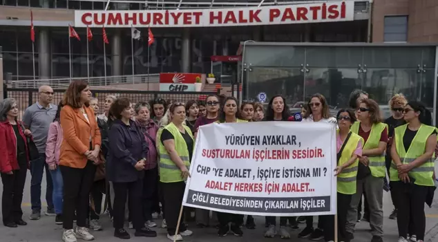 Protest by Çiğli Municipality workers who were laid off in front of the CHP General Center.