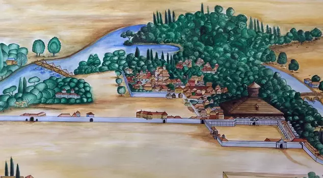 The engraving that best depicts the Edirne Palace in the 17th century was found in Switzerland.