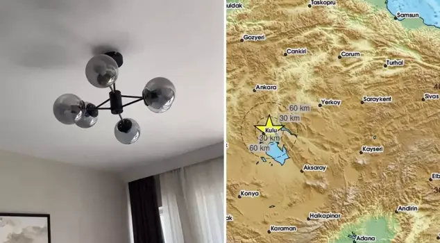 The moment of the earthquake that caused great panic in Konya captured on camera.