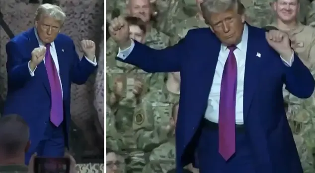 Trump danced to boost the morale of U.S. soldiers in Qatar.