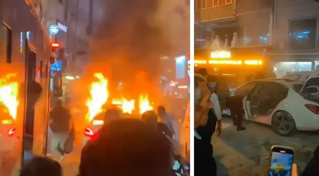 During the championship celebration, the fireworks hit the vehicle.