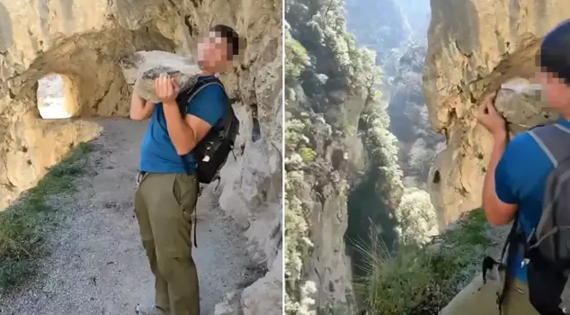 A tourist who threw a rock into the valley received a record fine.