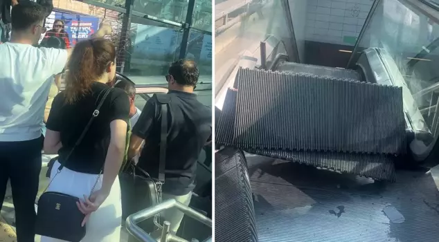 The escalator at Ünalan Metro Station is broken.