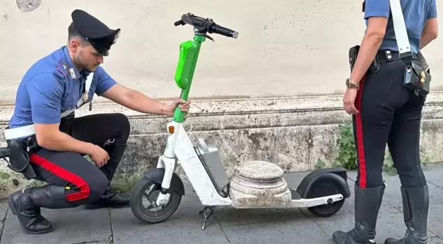 A German tourist was caught trying to smuggle historical artifacts with an electric scooter.