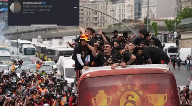 The Fenerbahçe football player was caught watching Galatasaray's championship celebrations.