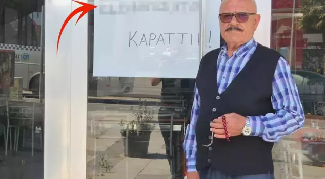 He closed his shop, and those who see the sign he hung on the window think it's a joke.