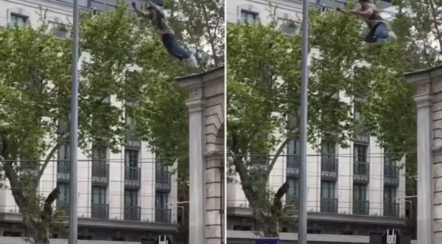 He was jumping from there to there, and then look what happened.