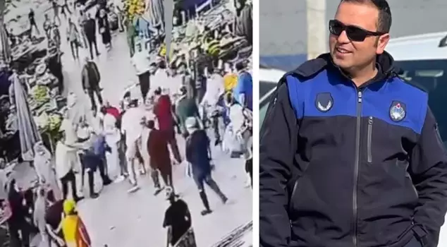 الموظف في قسم الشرطة تعرض للضرب بشكل مروع من قبل بائع السوق الذي كان يتجادل معه.