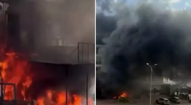 Fire at a construction materials store.