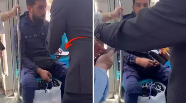 Marmaray pervert! Other passengers noticed the disgraceful act he committed.