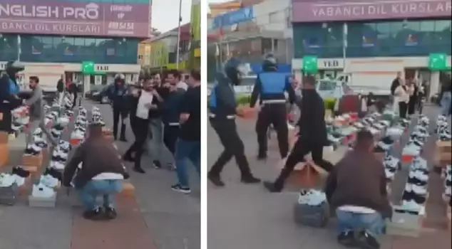 The street vendor pulled a knife on the municipal police, and the police intervened.