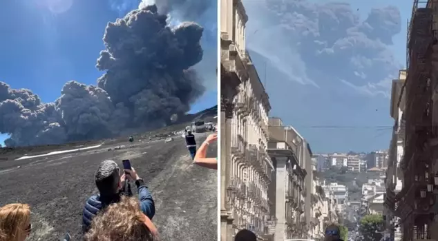 Mount Etna has erupted! Red alert for airspace.