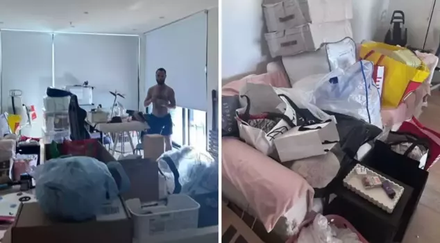 The couple returning from vacation found a half-naked stranger in their home.