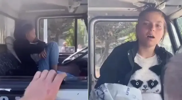 The young girl crashed the stolen truck! She froze when she was caught.