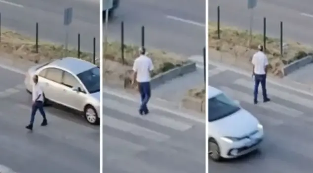 He crossed back and forth at the crosswalk several times.