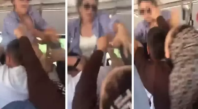 The fight between women on the bus in Elazığ was captured on camera.
