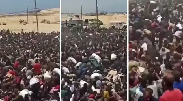 Heartbreaking images from Gaza: This crowd is for just a little bit of flour.