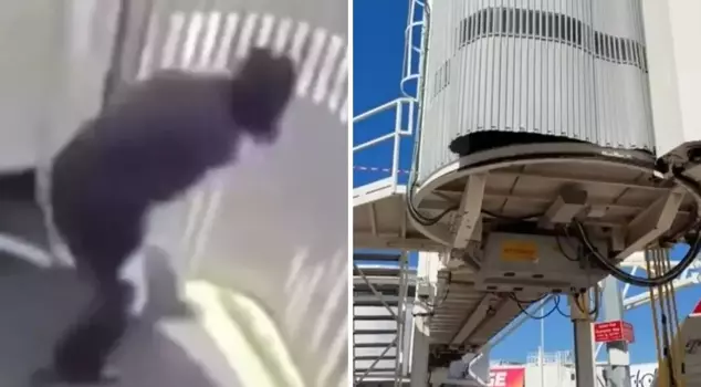 The woman airport employee who fell from the ramp was seriously injured.