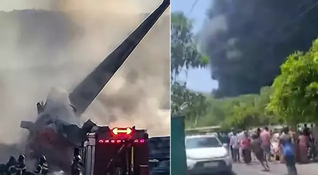 The first images from the location in India where the passenger plane crashed.