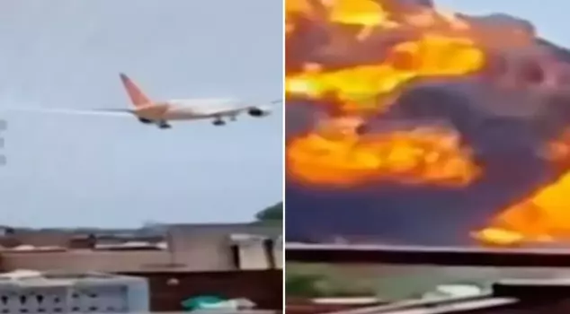 The moment the passenger plane, carrying 242 people, crashed is captured on camera.