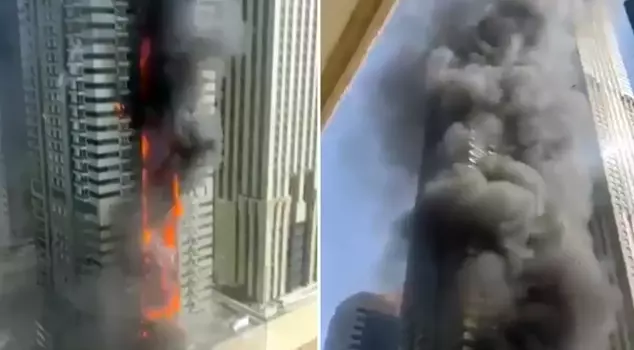 Fire in a 67-story skyscraper in Dubai.