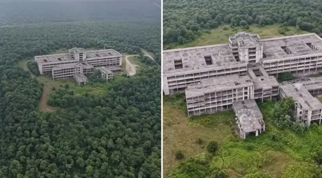 The giant hospital built through the communal labor method has been left to rot.