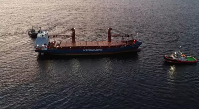 Fire on a cargo ship in the Dardanelles Strait.