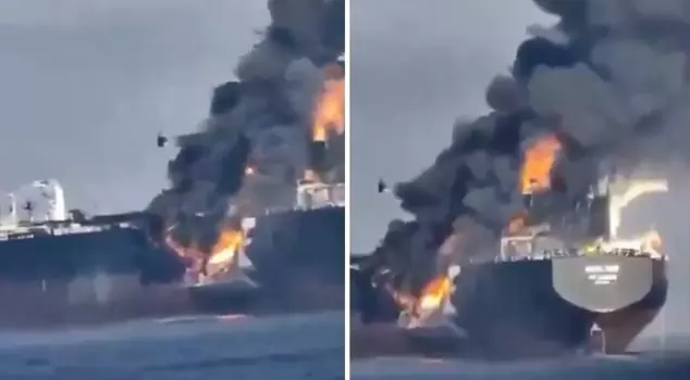 Two crude oil tankers collided at the entrance of the Strait of Hormuz.