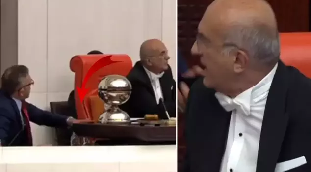 Tense moments in the Parliament! A member of the İYİ Party struck the podium of the Deputy Speaker of the Grand National Assembly.