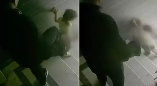The so-called father who kicked his own child on the stairs has been taken into custody.