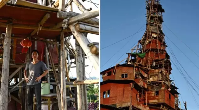 The man who did not demolish his house despite the demolition order erected a giant 10-story pyramid on top of his house.