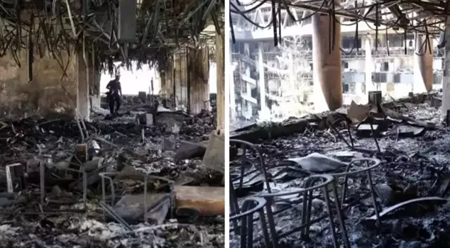 The latest state of the Iranian television station hit by Israel was captured in this way.