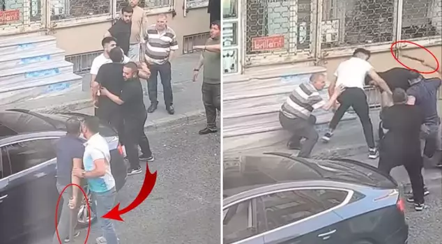 في وسط الشارع، ضربوا الرجل المسن بالعصا.