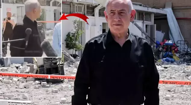 The building collapsed while Netanyahu was speaking live.