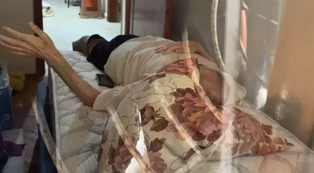 The shocking words to the moaning father in bed: 