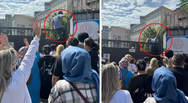 The young people who were one minute late for the exam jumped over the school wall.