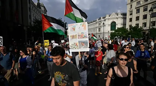 Thousands of people marched for Gaza in Madrid.