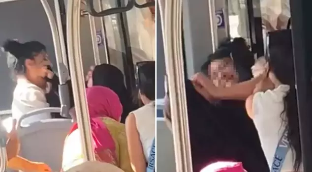 The woman in a headscarf was attacked on the bus: 