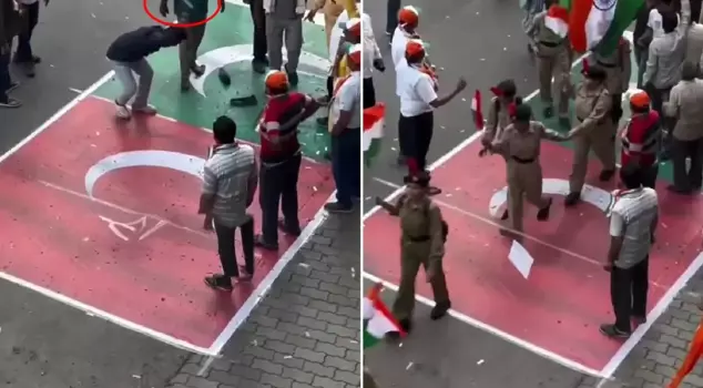 Scandalous footage in India! They trampled on Turkish and Pakistani flags.