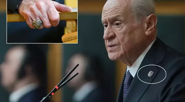 Bahçeli's ring and badge caught attention! Here is the message on it.