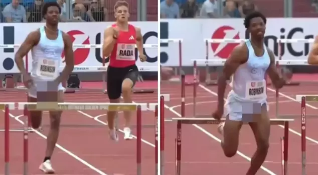 His shorts slipped down, revealing his private parts, but he still won the race!