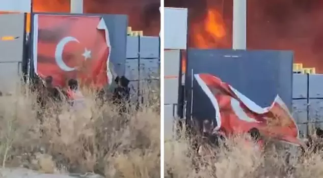 He saved the Turkish flag left in the factory that was burning fiercely like a flame.